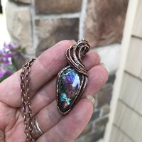 Purple Rainbow Labradorite Copper Pendant