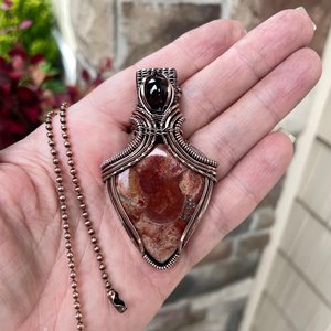 Wild Eye Red Jasper & Garnet Copper Necklace