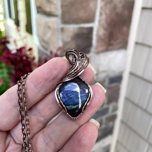 Purple Indigo Labradorite Copper Pendant