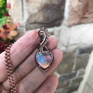 Aurora Opal Autumn Colors Copper Pendant