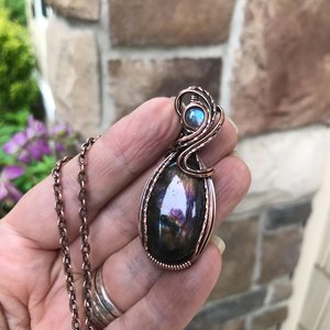 Purple Labradorite & Moonstone Copper Necklace