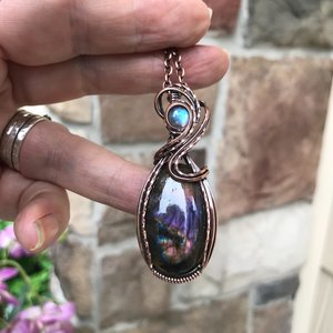 Purple Labradorite & Moonstone Copper Necklace