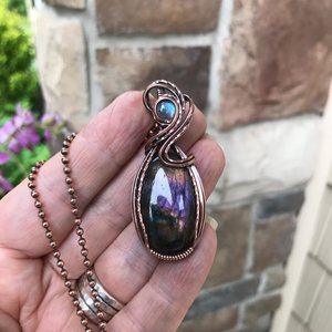 Purple Labradorite & Moonstone Copper Necklace