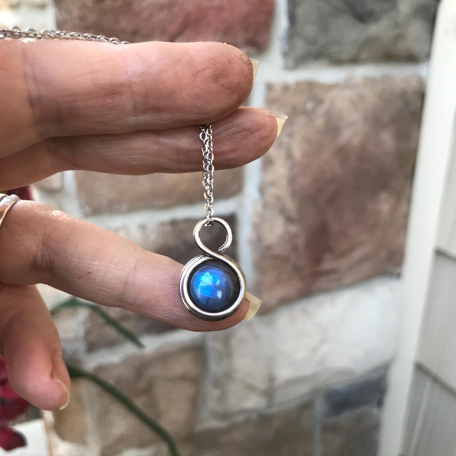 Labradorite Mini Round Sterling Silver Pendant