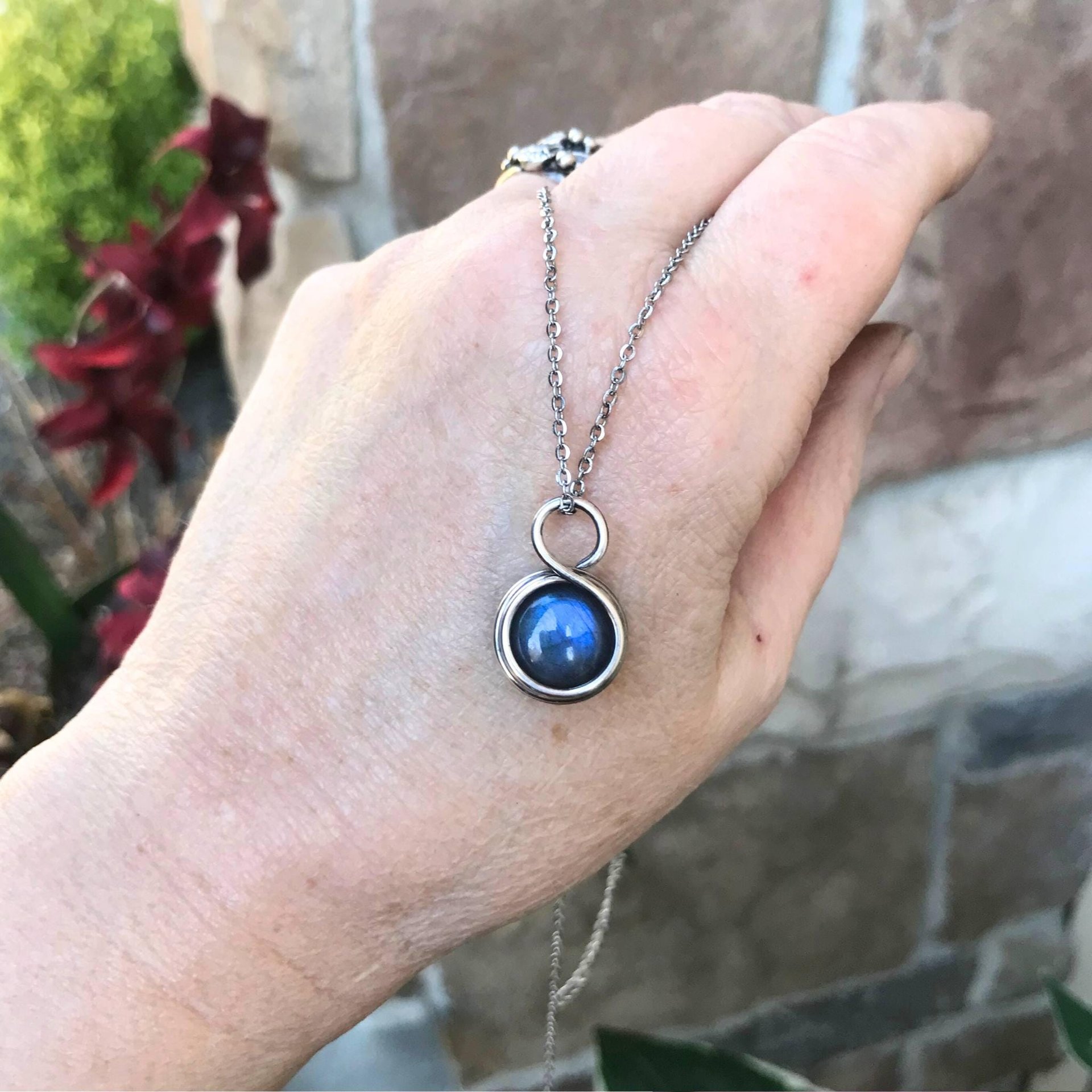 Labradorite Mini Round Sterling Silver Pendant