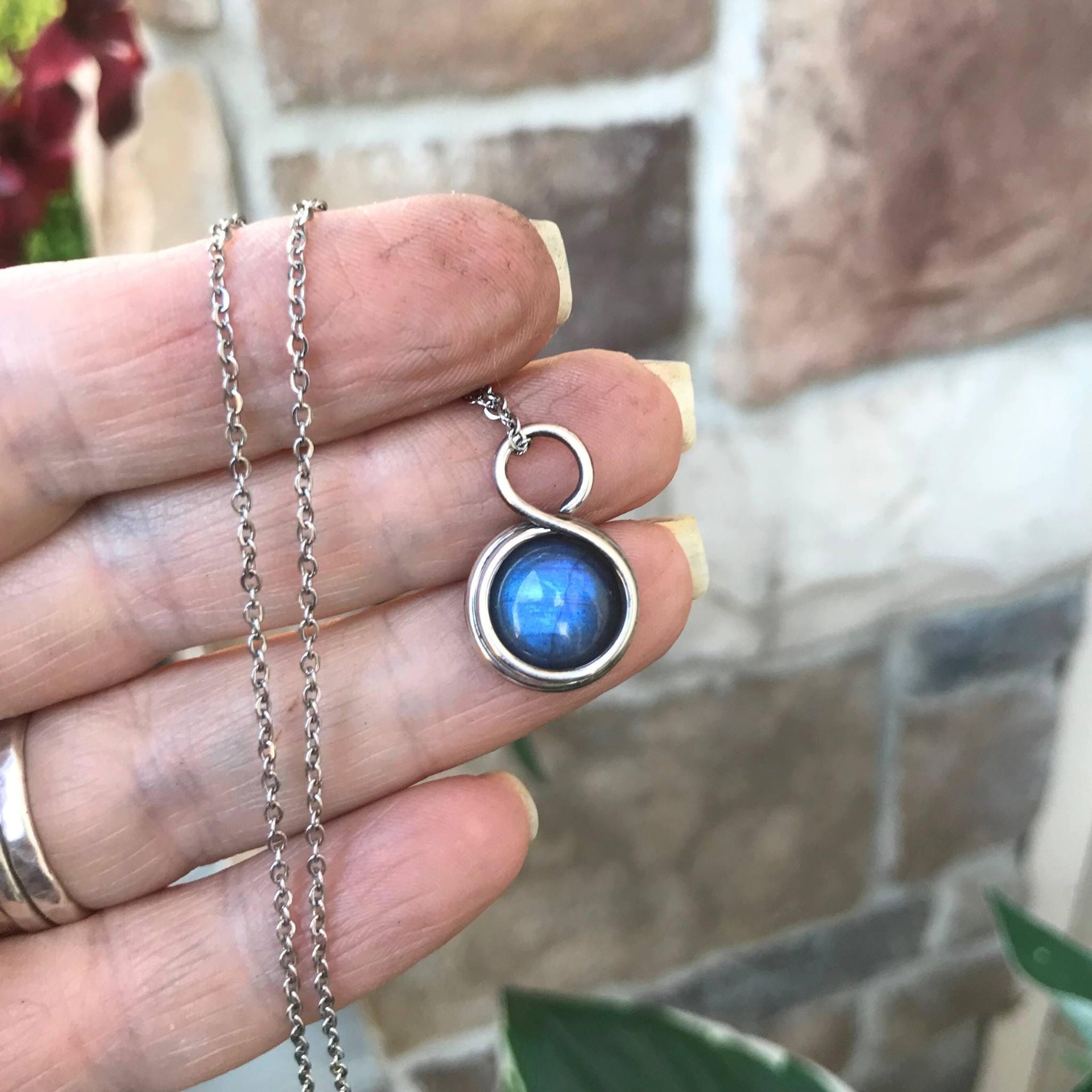 Labradorite Mini Round Sterling Silver Pendant