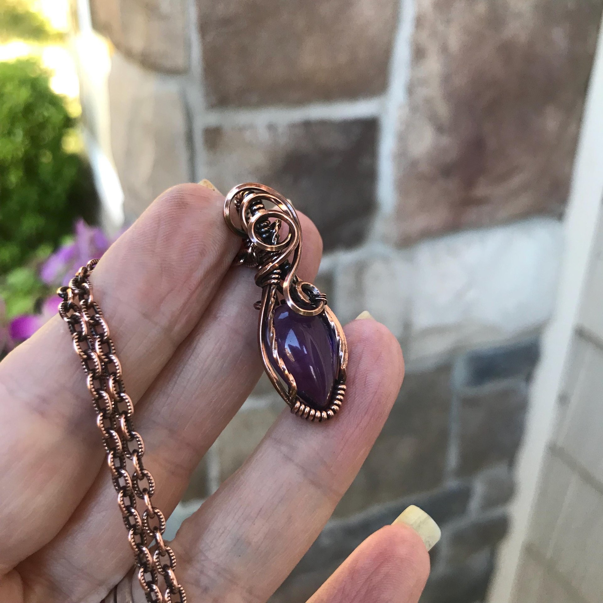 Amethyst Mini Teardrop Copper Necklace