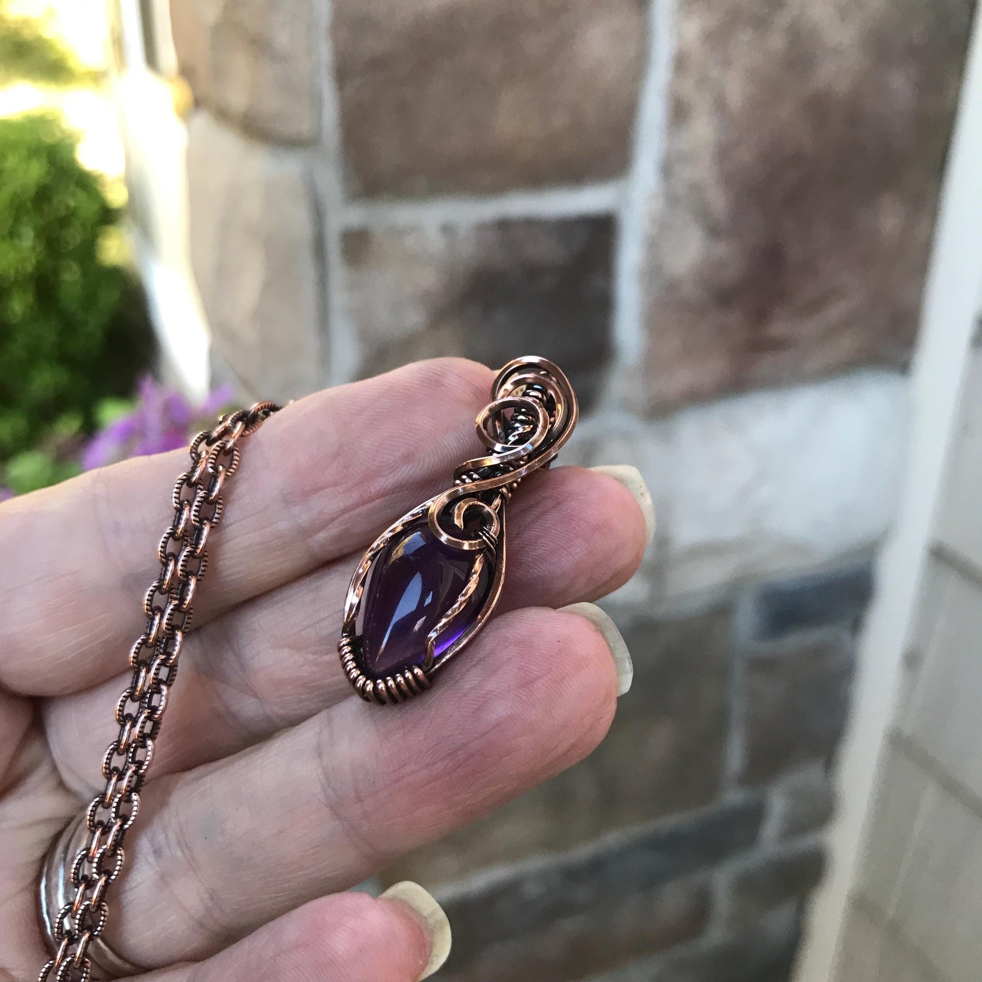 Amethyst Mini Teardrop Copper Necklace