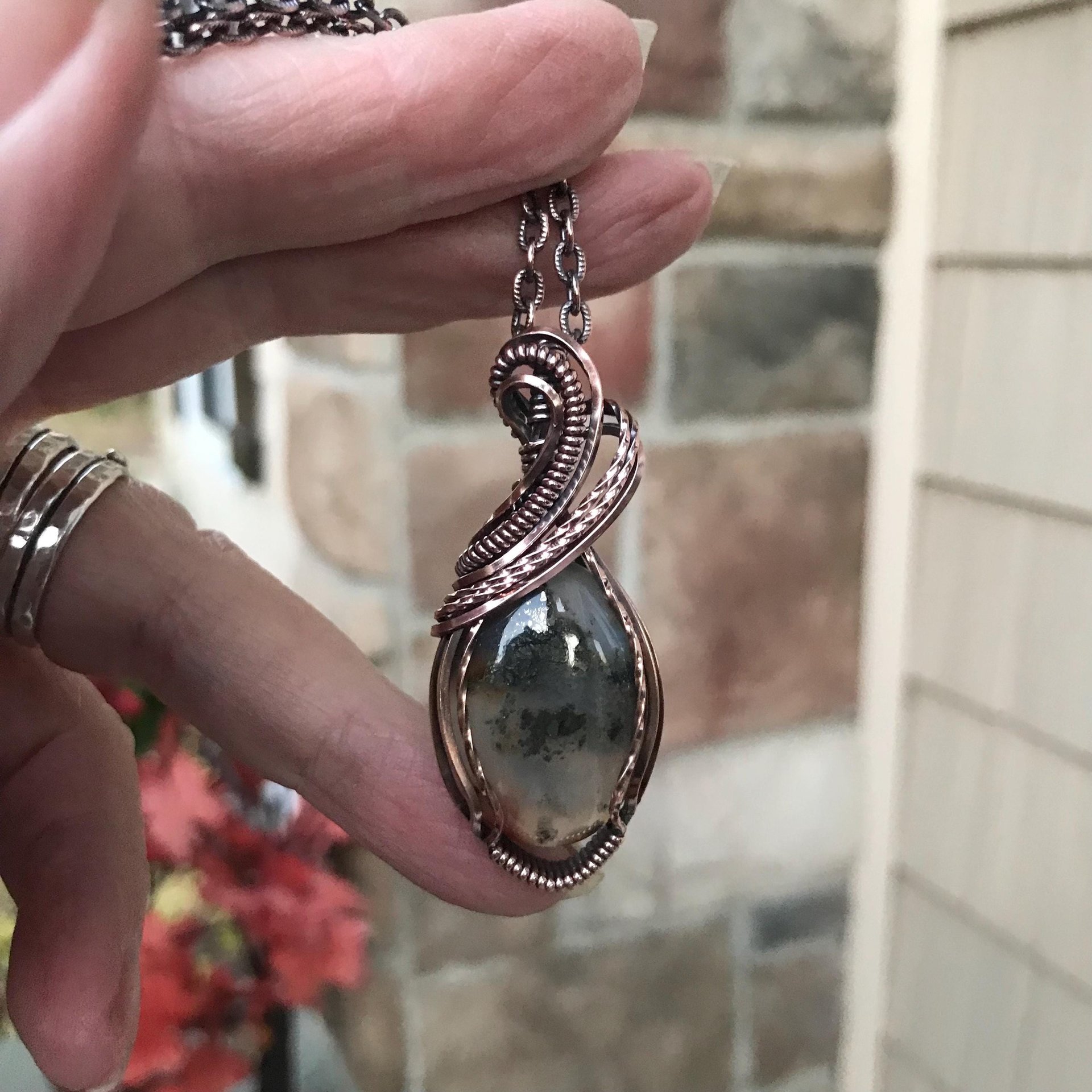 Graveyard Point Agate Oval Copper Pendant