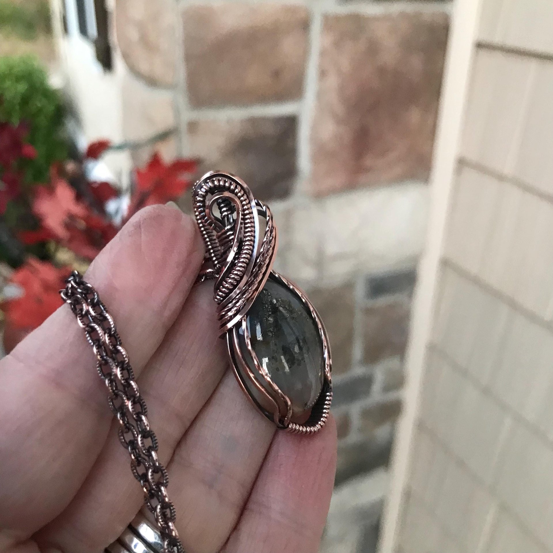 Graveyard Point Agate Oval Copper Pendant