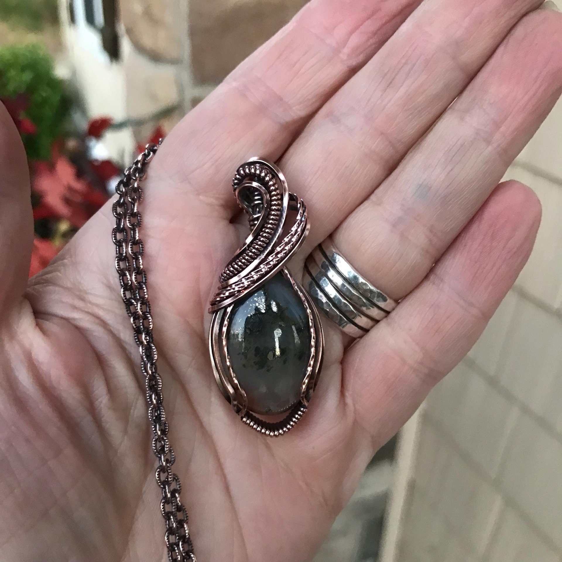 Graveyard Point Agate Oval Copper Pendant