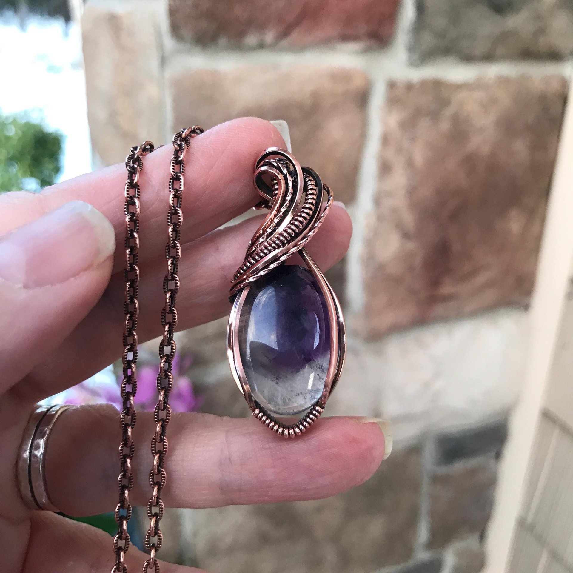 Fluorite Oval Copper Necklace