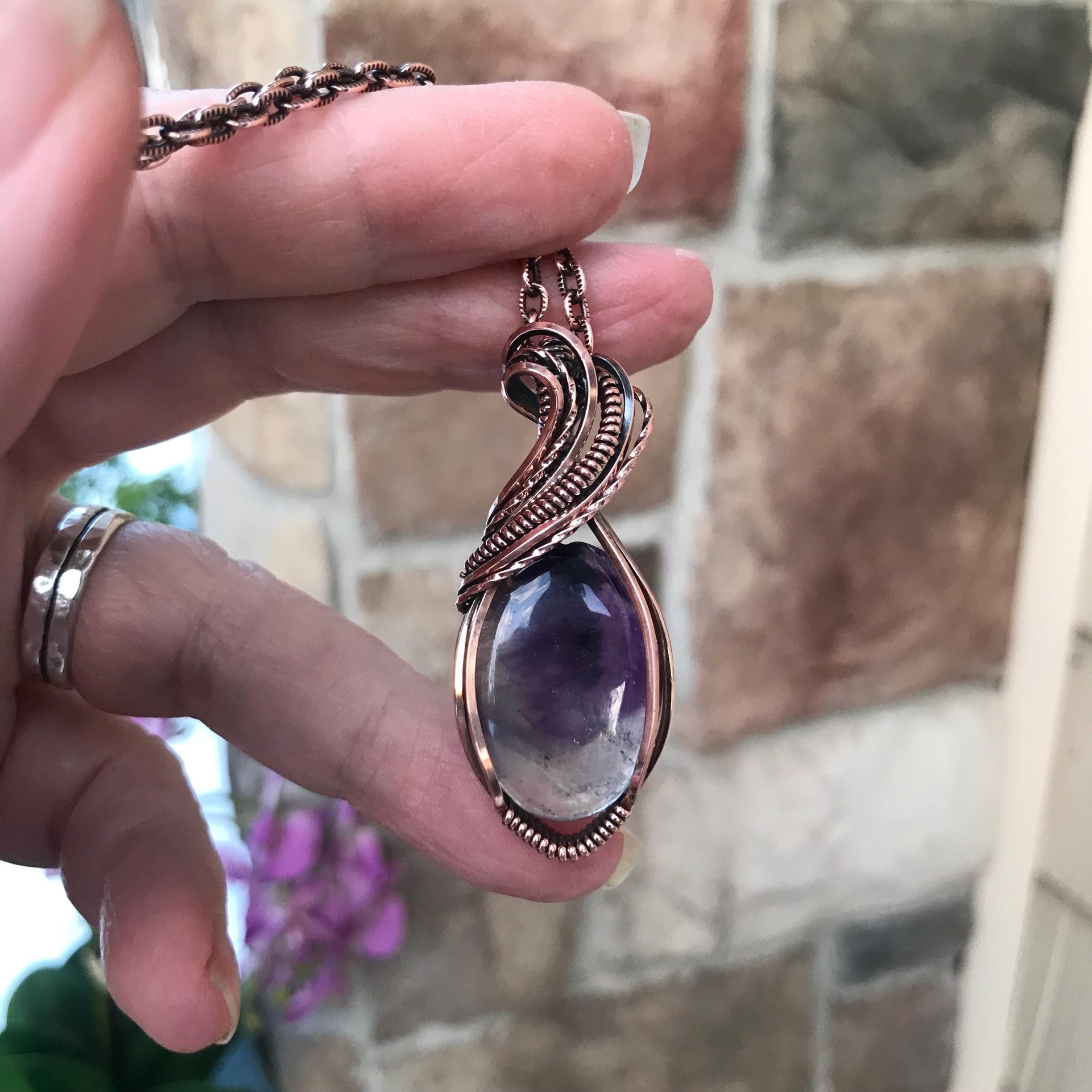 Fluorite Oval Copper Necklace