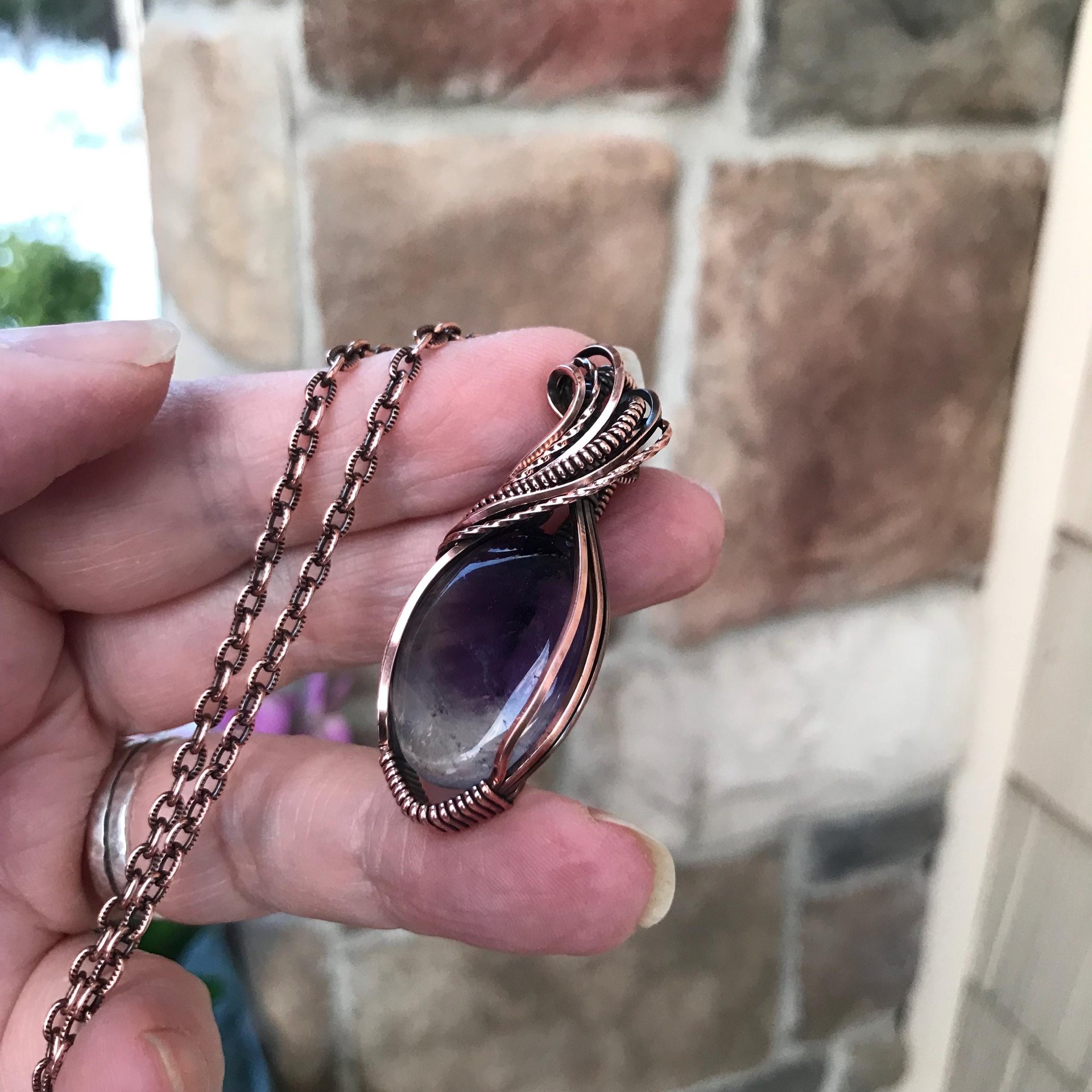 Fluorite Oval Copper Necklace
