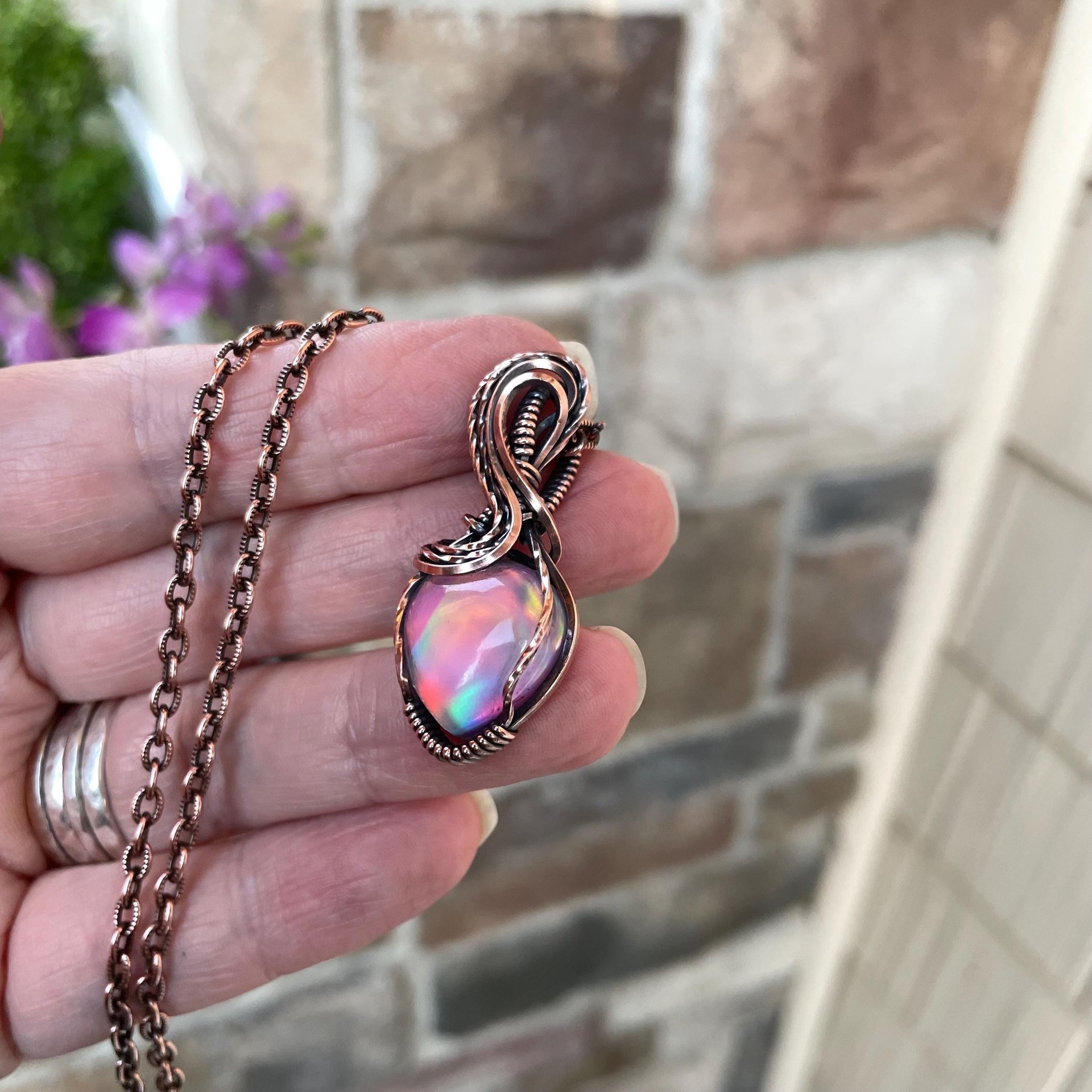 Aurora Opal Pastel Copper Necklace