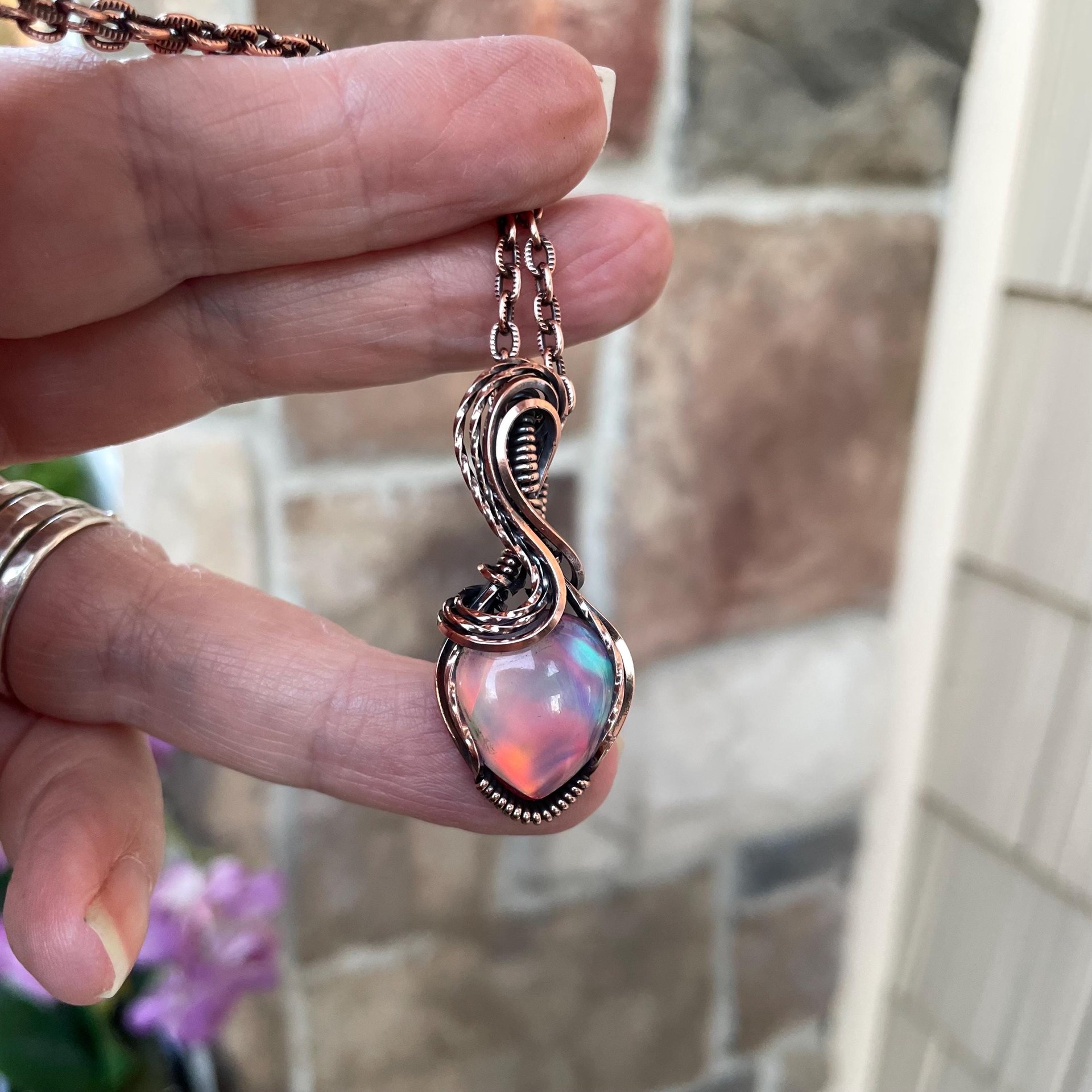 Aurora Opal Pastel Copper Necklace