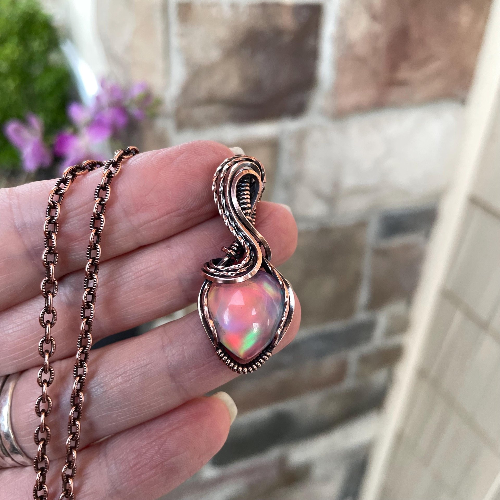 Aurora Opal Pastel Copper Necklace