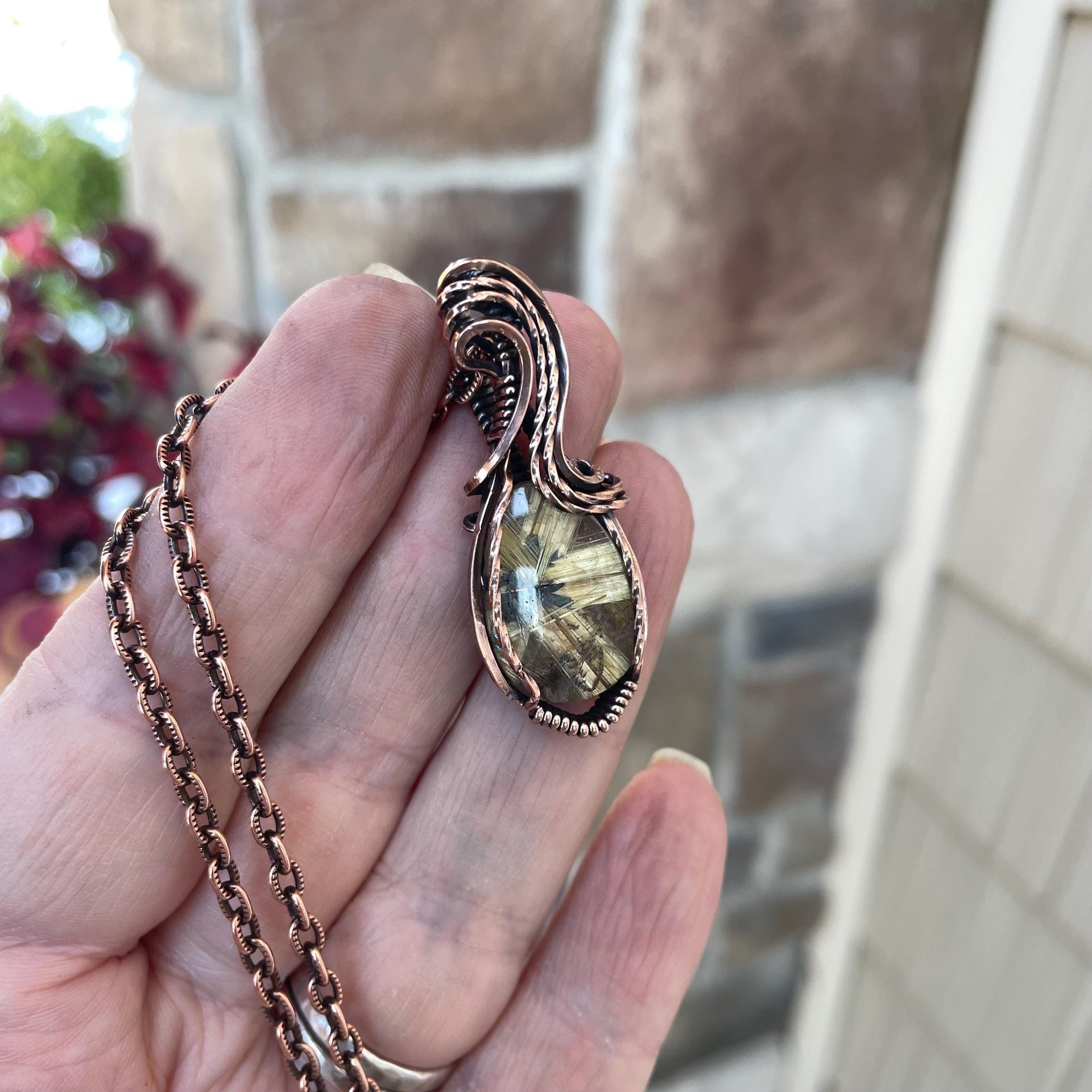 Golden Star Rutilated Quartz Copper Necklace