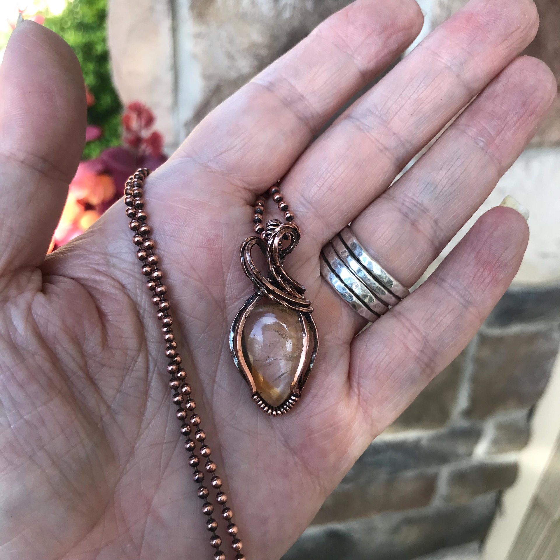 Citrine Small Copper Pendant