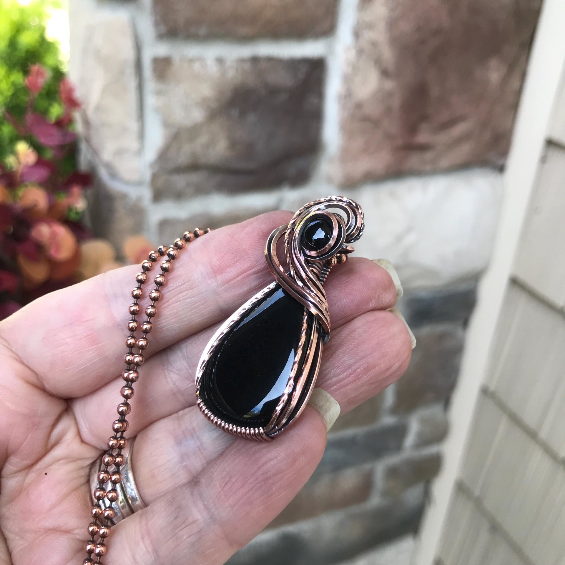Black Onyx Copper Pendant