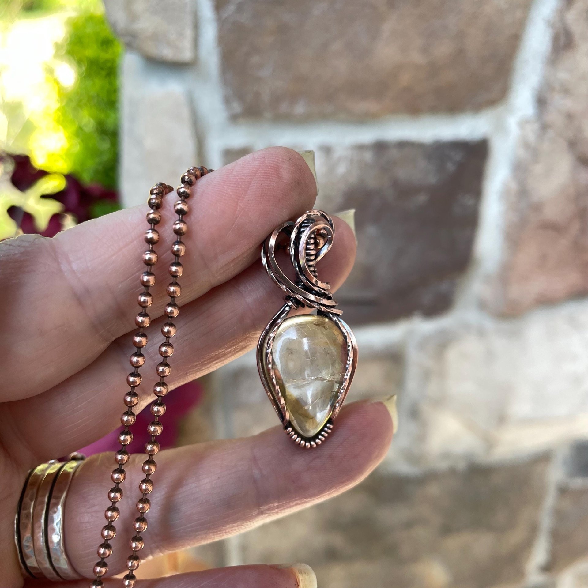 Citrine Small Copper Pendant