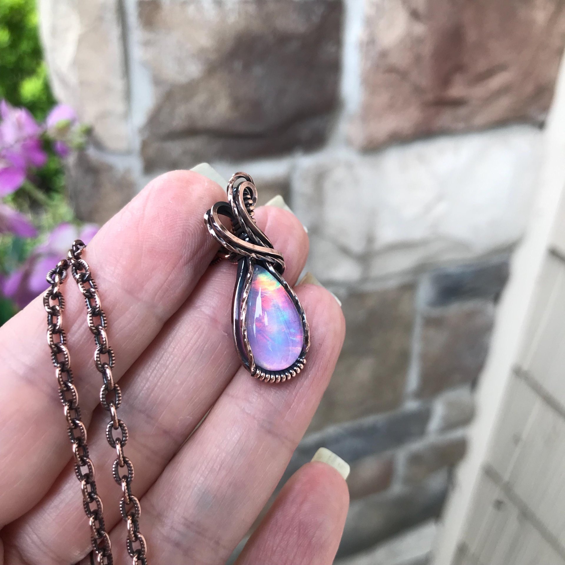 Aurora Opal Small Copper Pendant