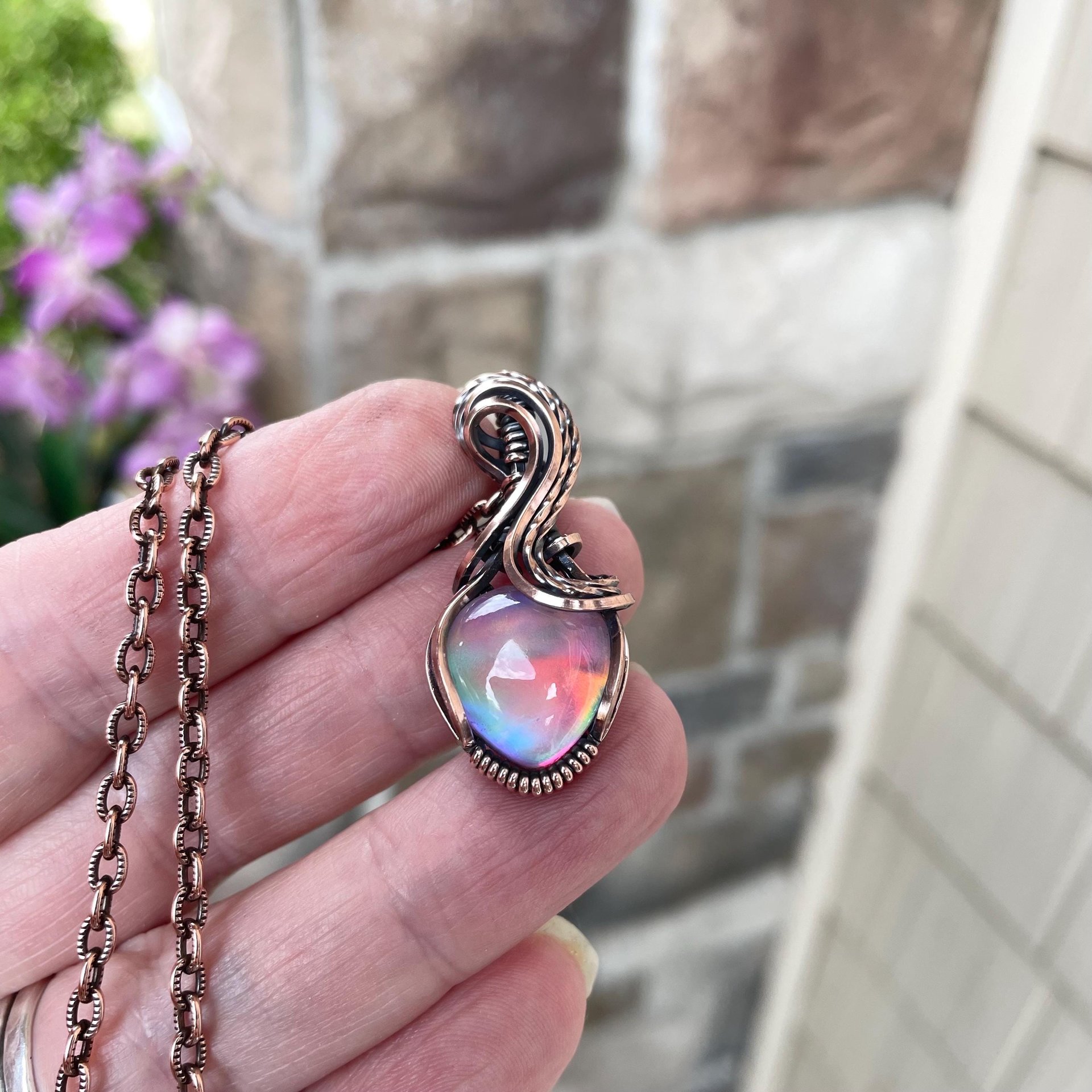 Aurora Opal Pastel Copper Necklace