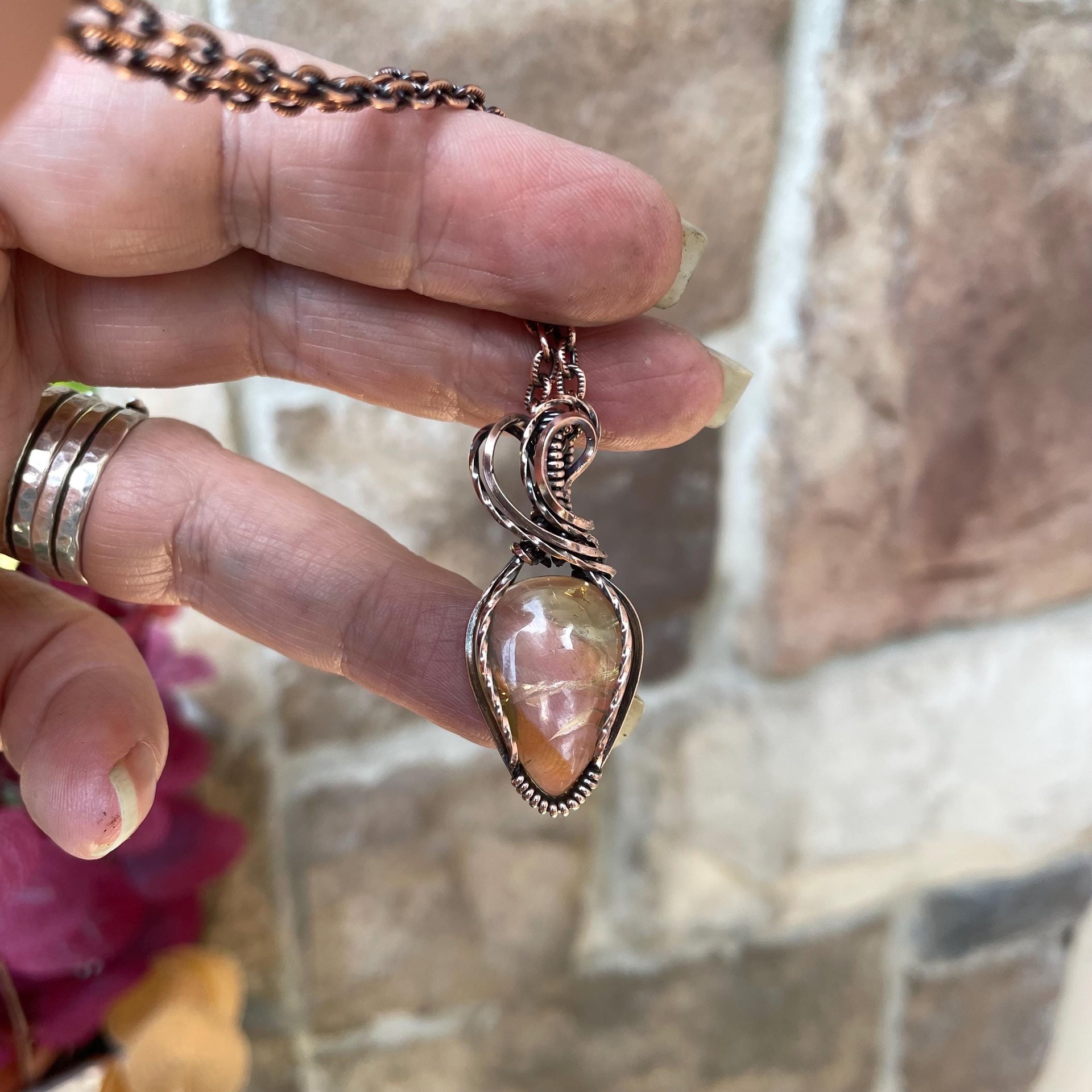 Citrine Small Copper Pendant