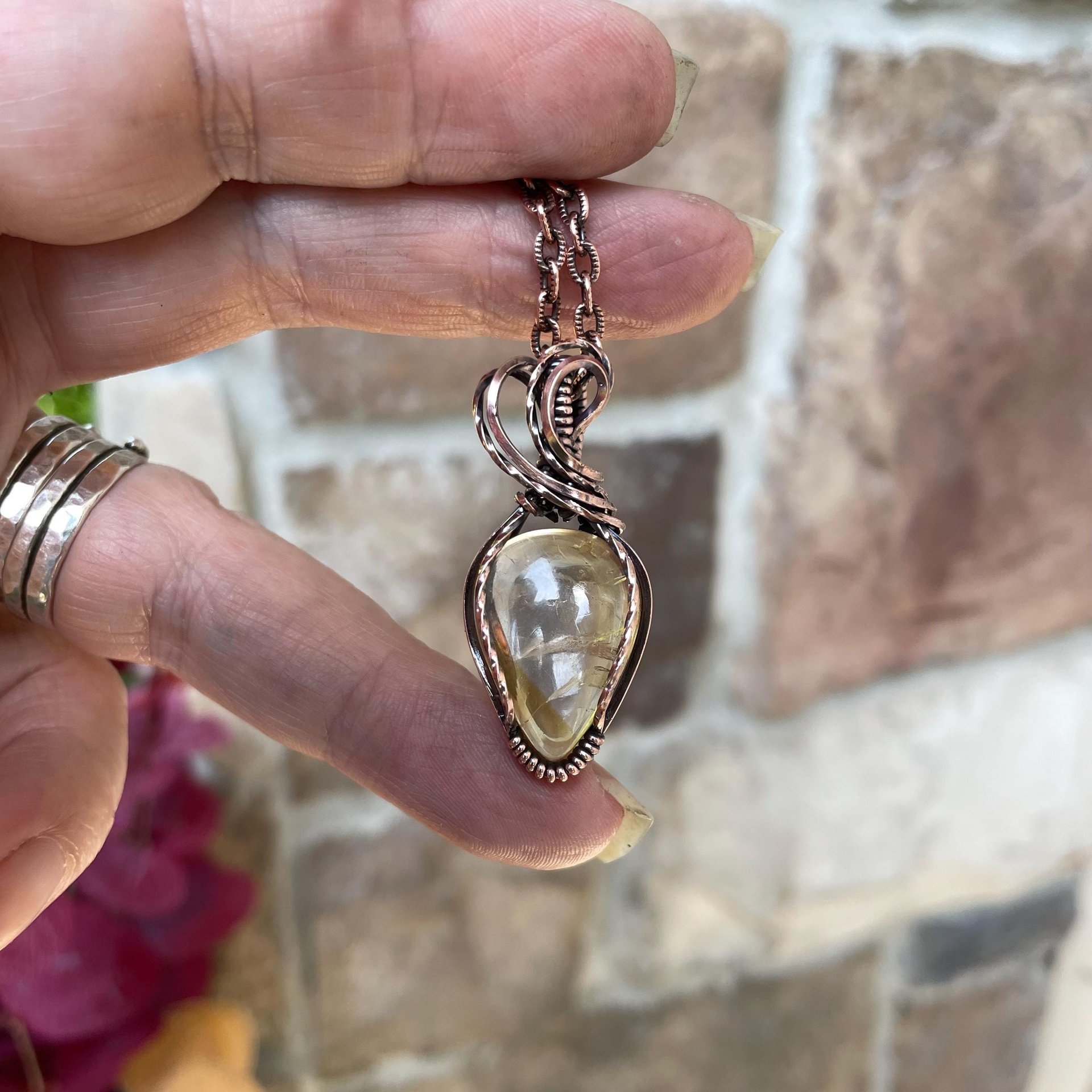 Citrine Small Copper Pendant