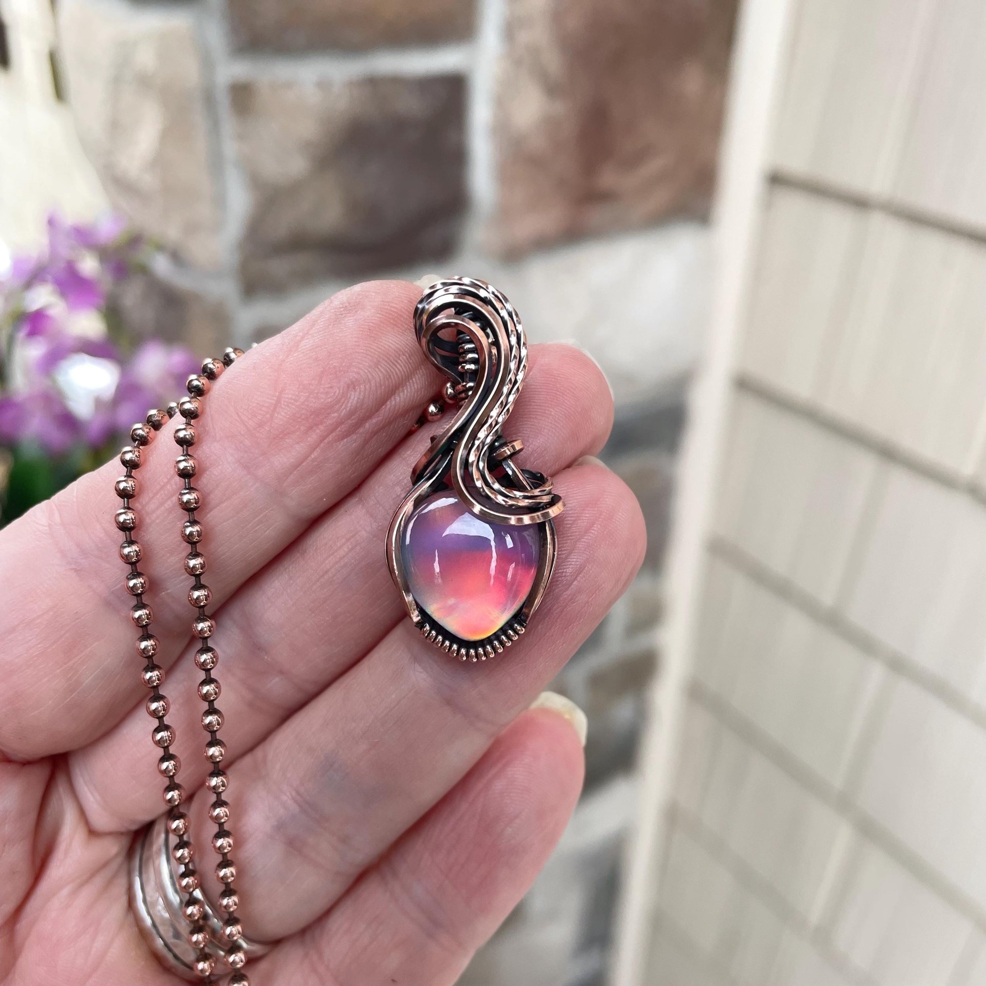 Aurora Opal Pastel Copper Necklace