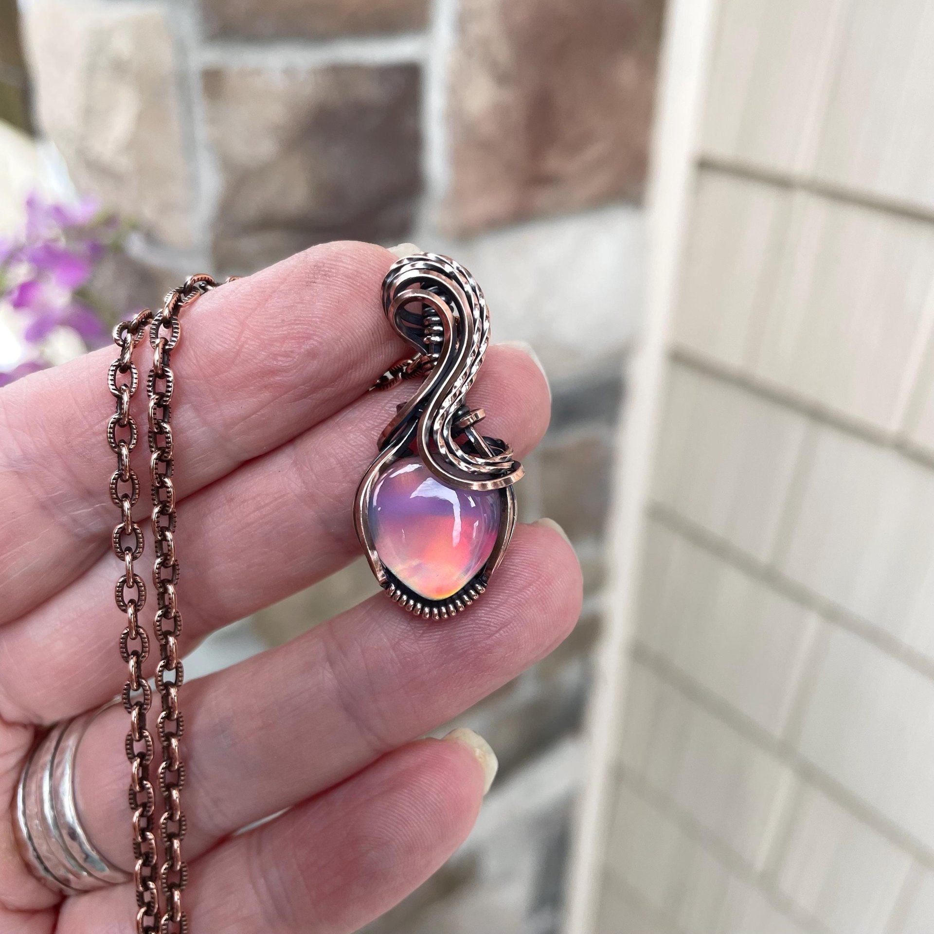 Aurora Opal Pastel Copper Necklace