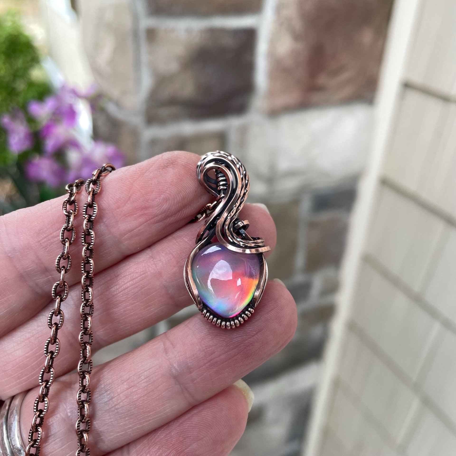 Aurora Opal Pastel Copper Necklace