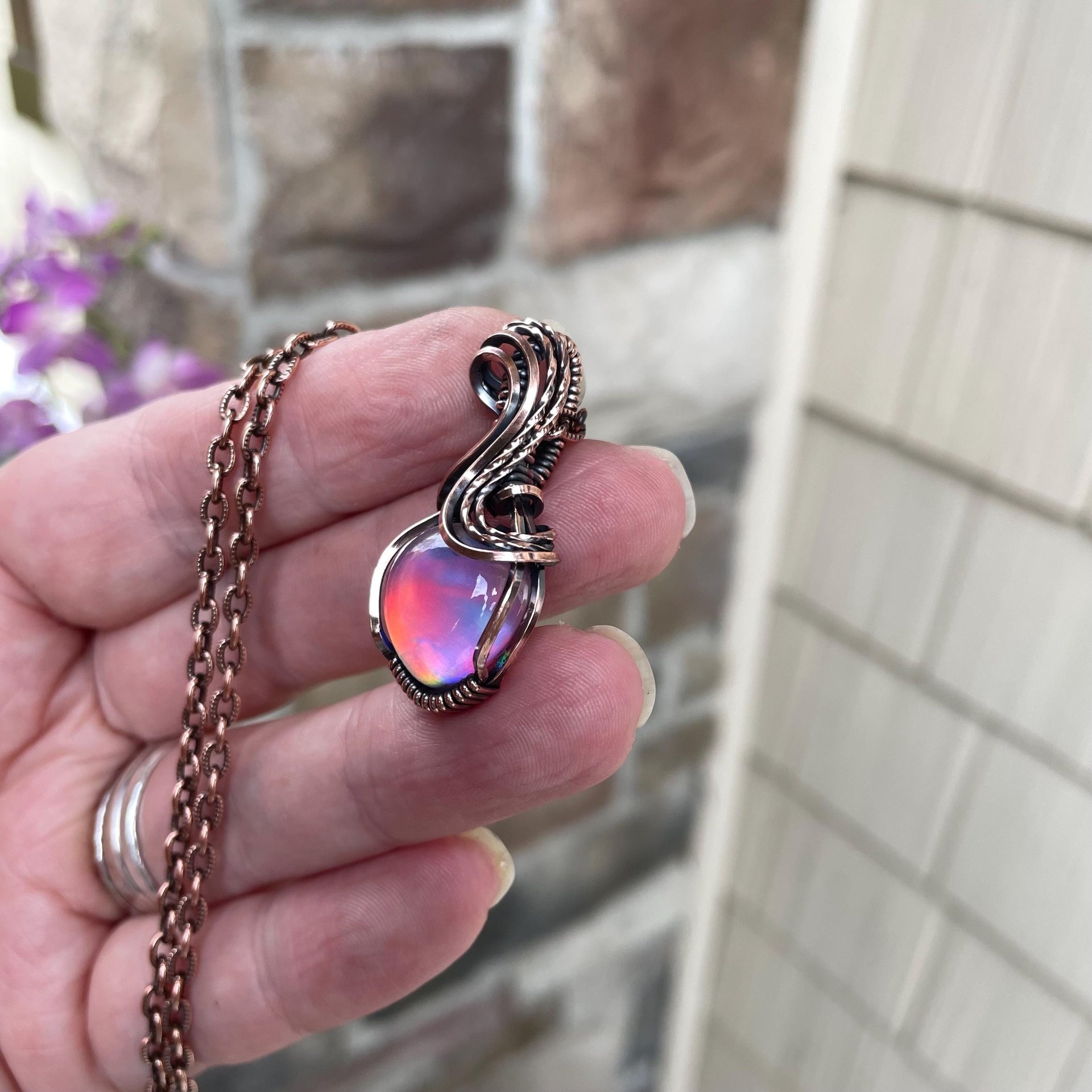 Aurora Opal Pastel Copper Necklace