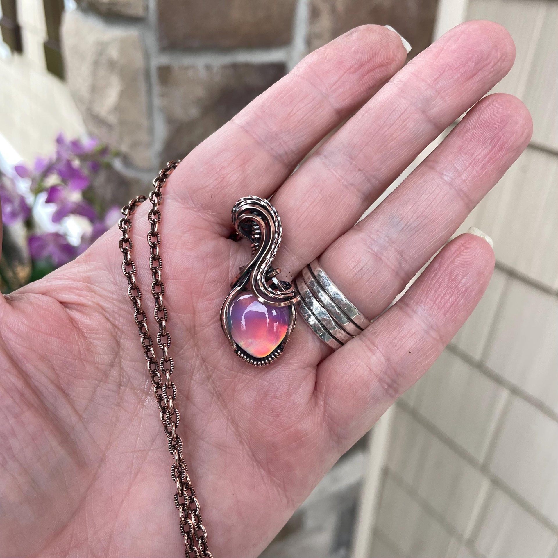 Aurora Opal Pastel Copper Necklace