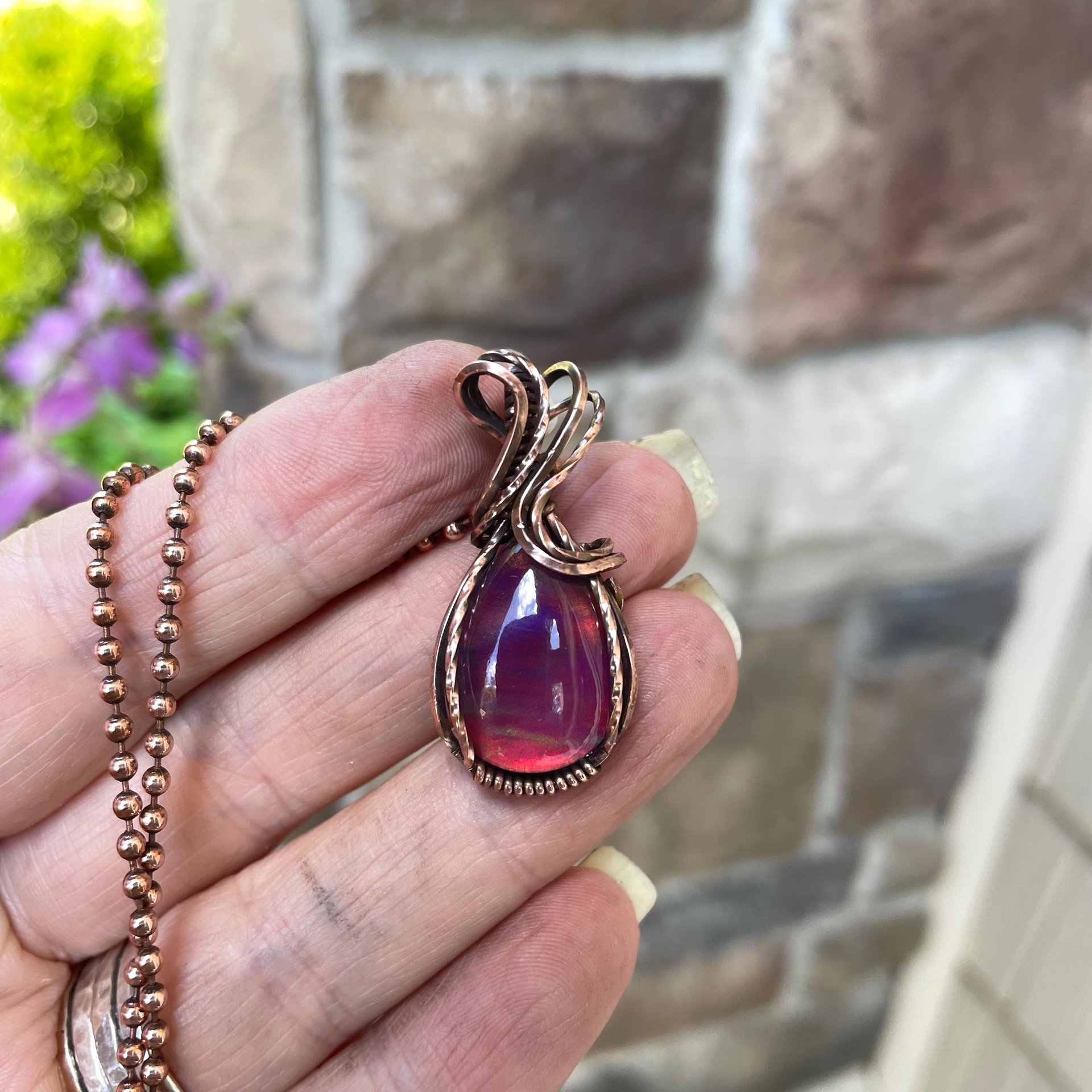 Maroon Aurora Opal Copper Necklace