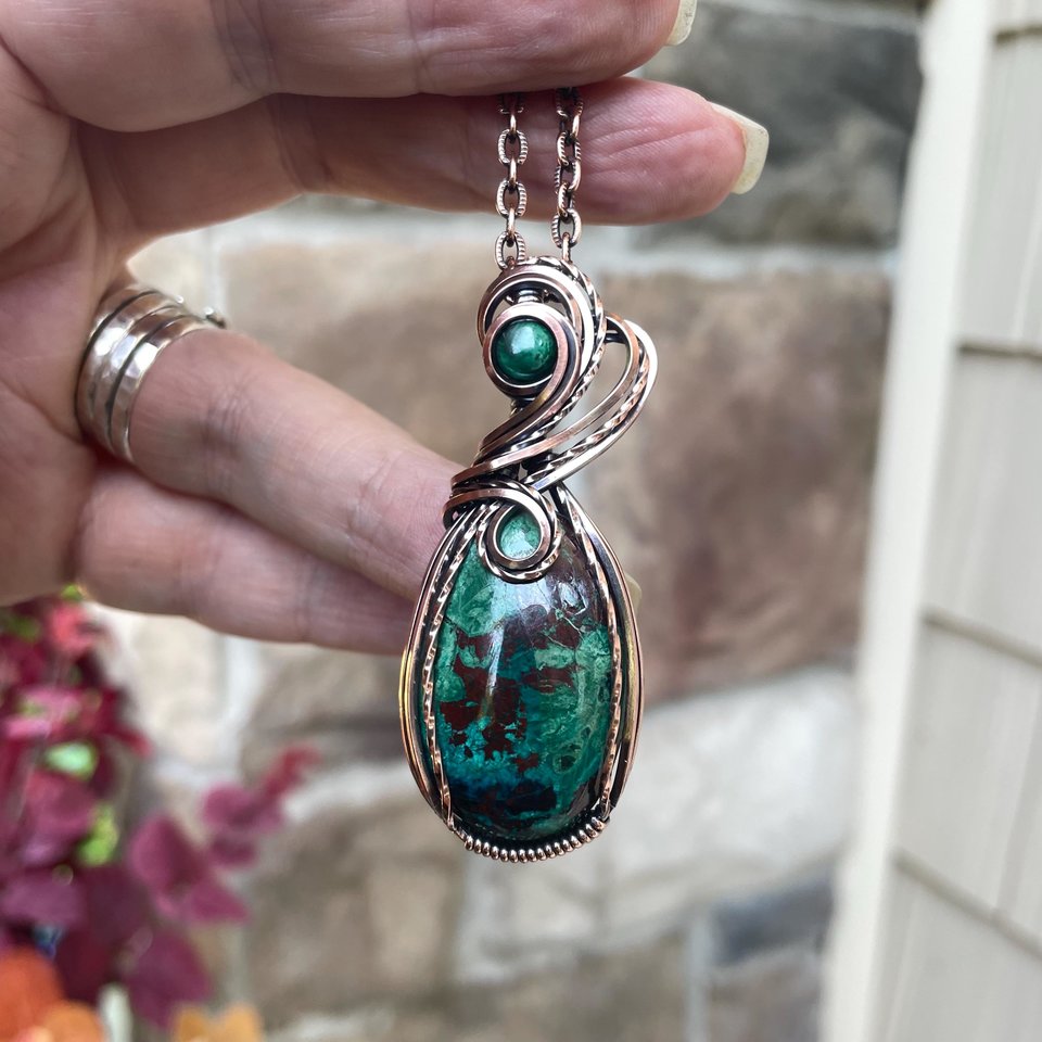 Shattuckite & Malachite Copper Necklace