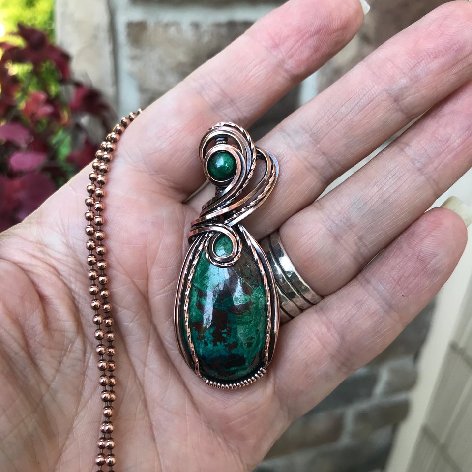 Shattuckite & Malachite Copper Necklace