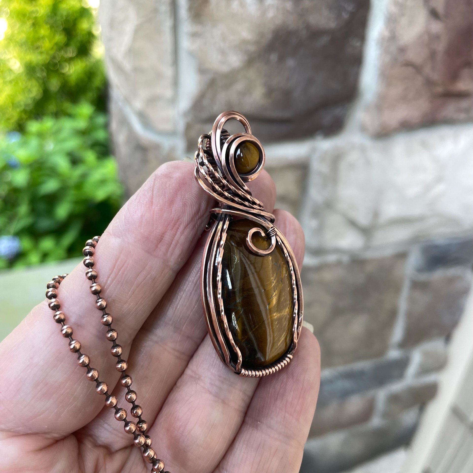 Tiger's Eye Oval Copper Necklace