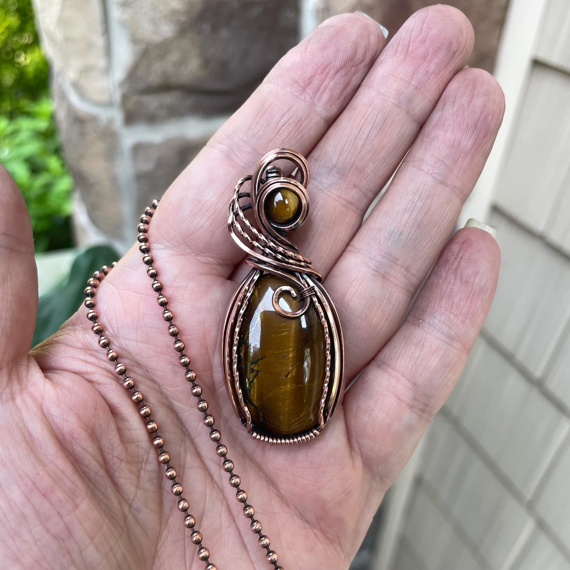 Tiger's Eye Oval Copper Necklace