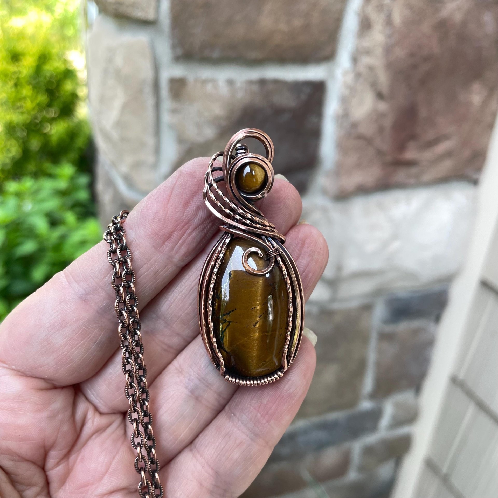 Tiger's Eye Oval Copper Necklace