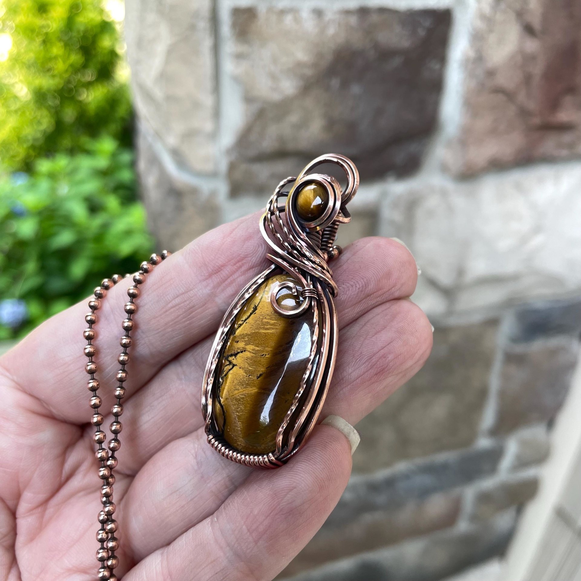 Tiger's Eye Oval Copper Necklace