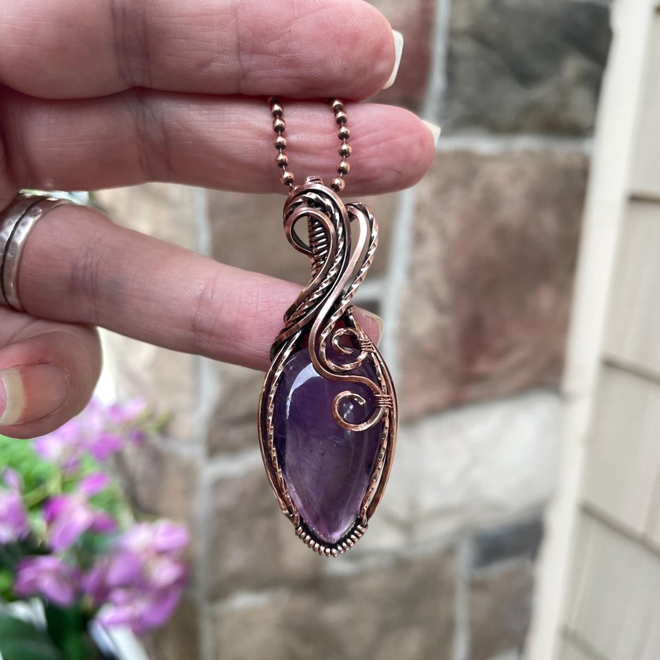 Amethyst Swirly Copper Necklace