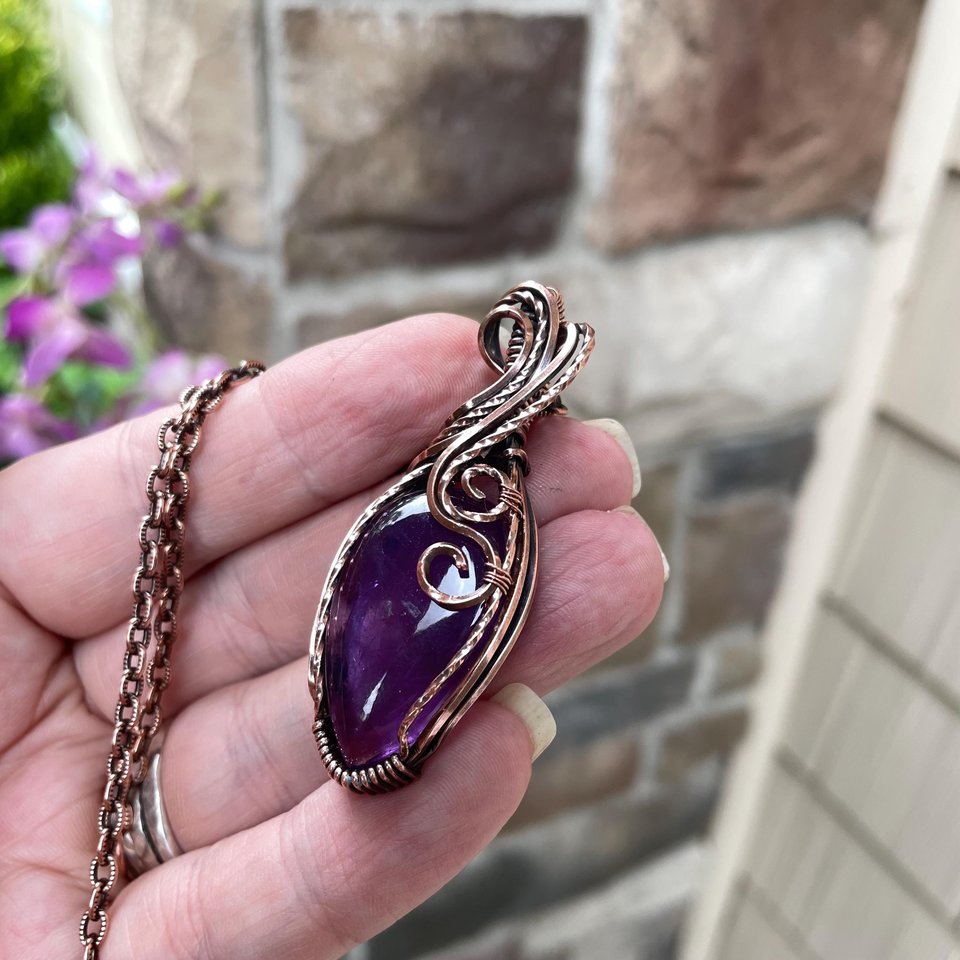 Amethyst Swirly Copper Necklace