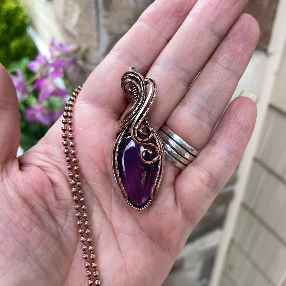 Amethyst Swirly Copper Necklace