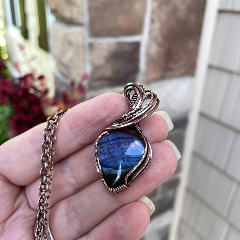 Purple Indigo Labradorite Copper Pendant