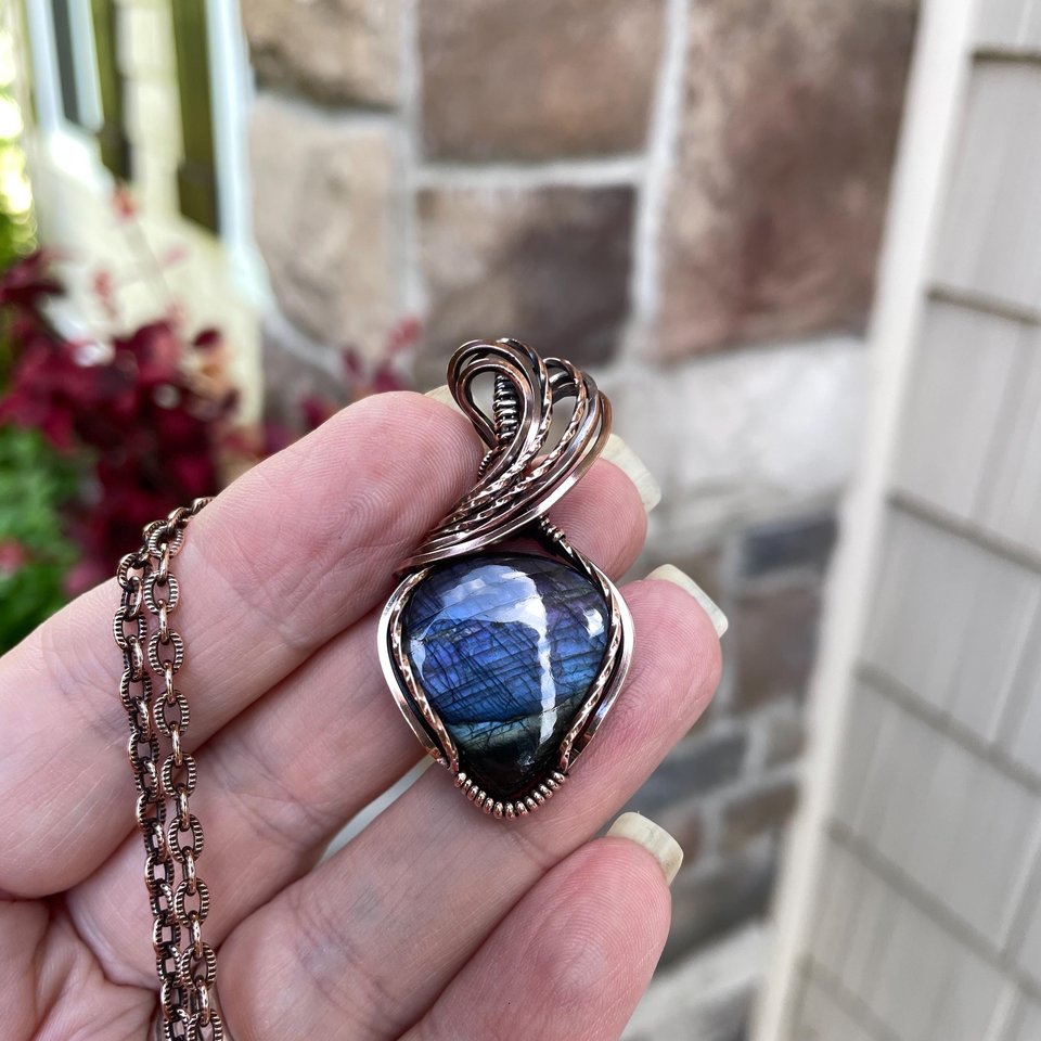 Purple Indigo Labradorite Copper Pendant