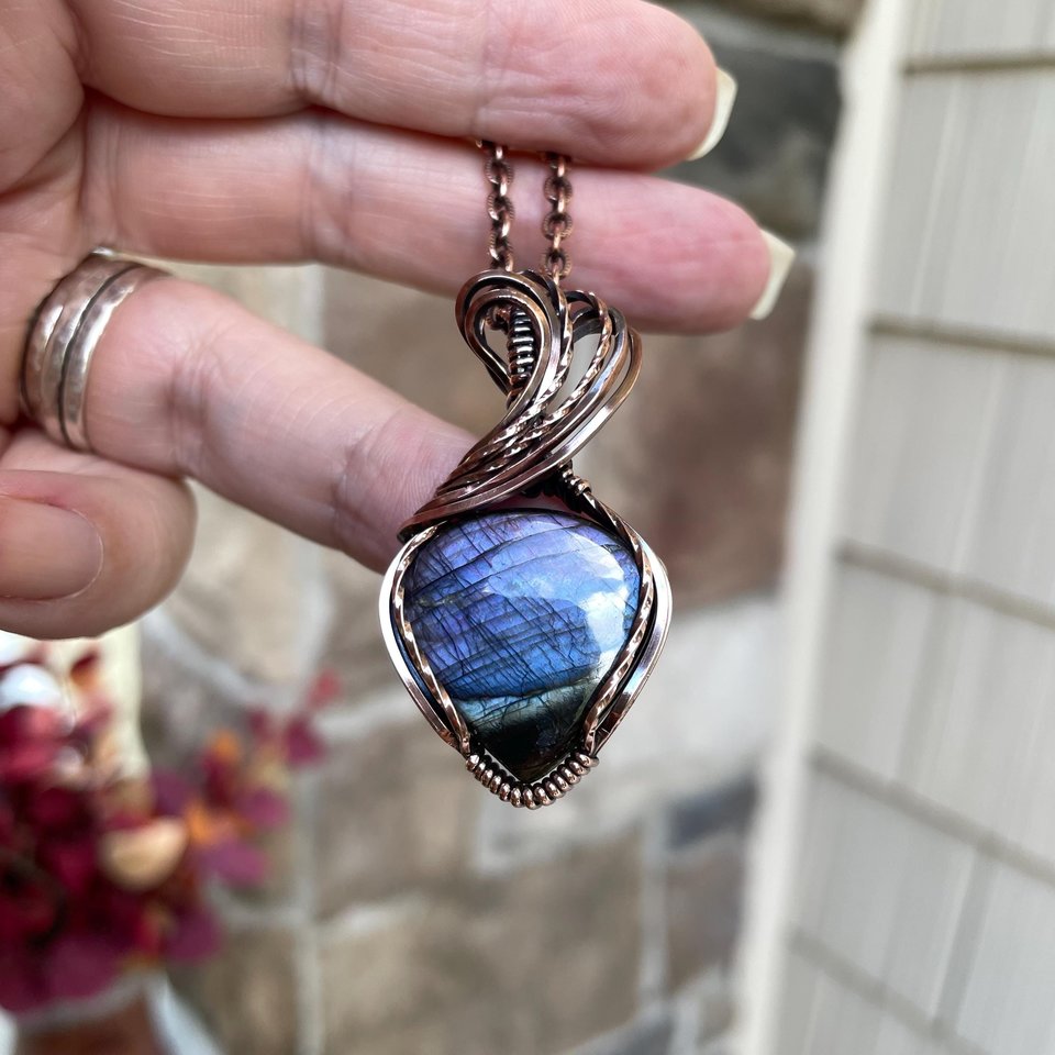 Purple Indigo Labradorite Copper Pendant