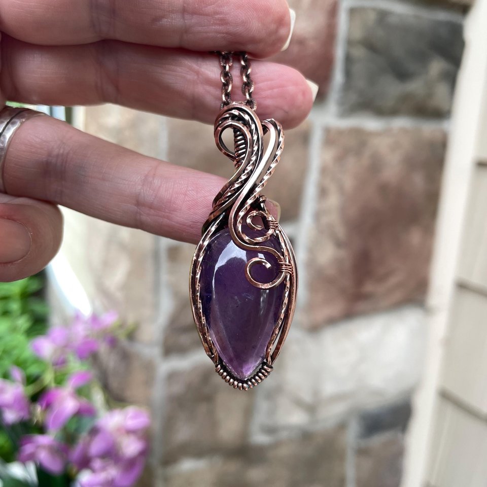 Amethyst Swirly Copper Necklace