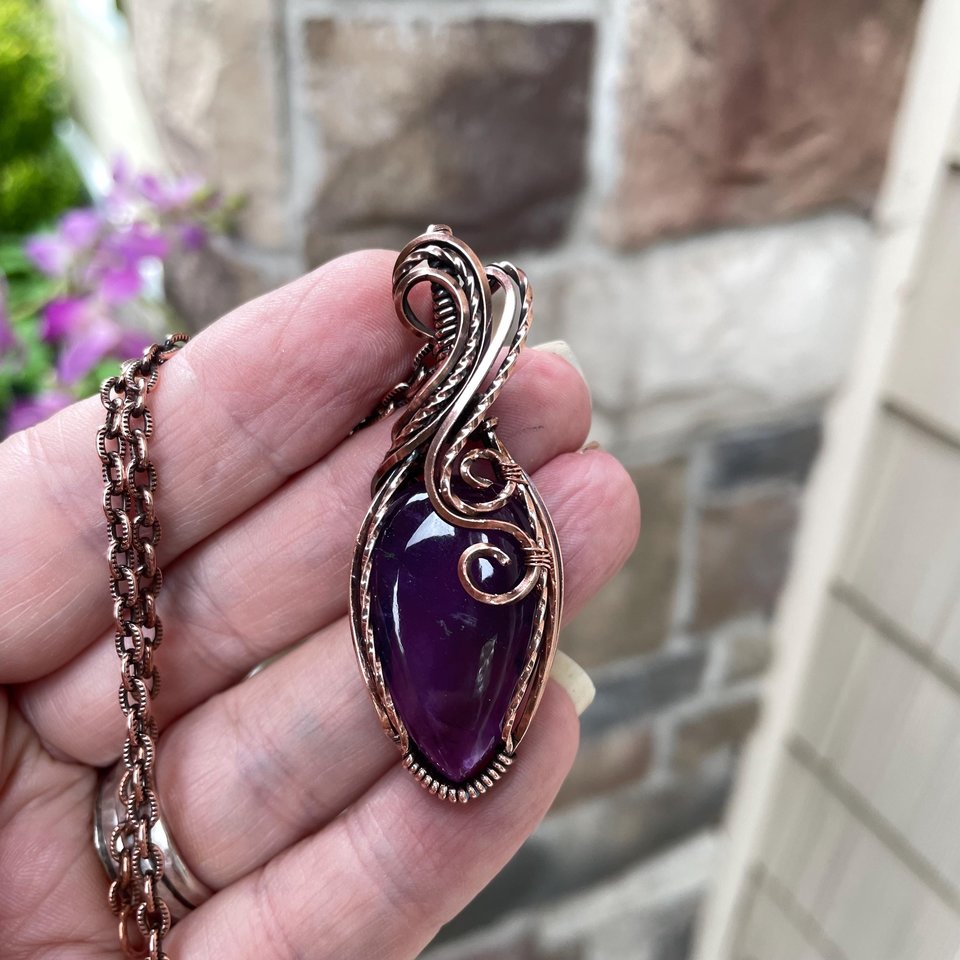 Amethyst Swirly Copper Necklace