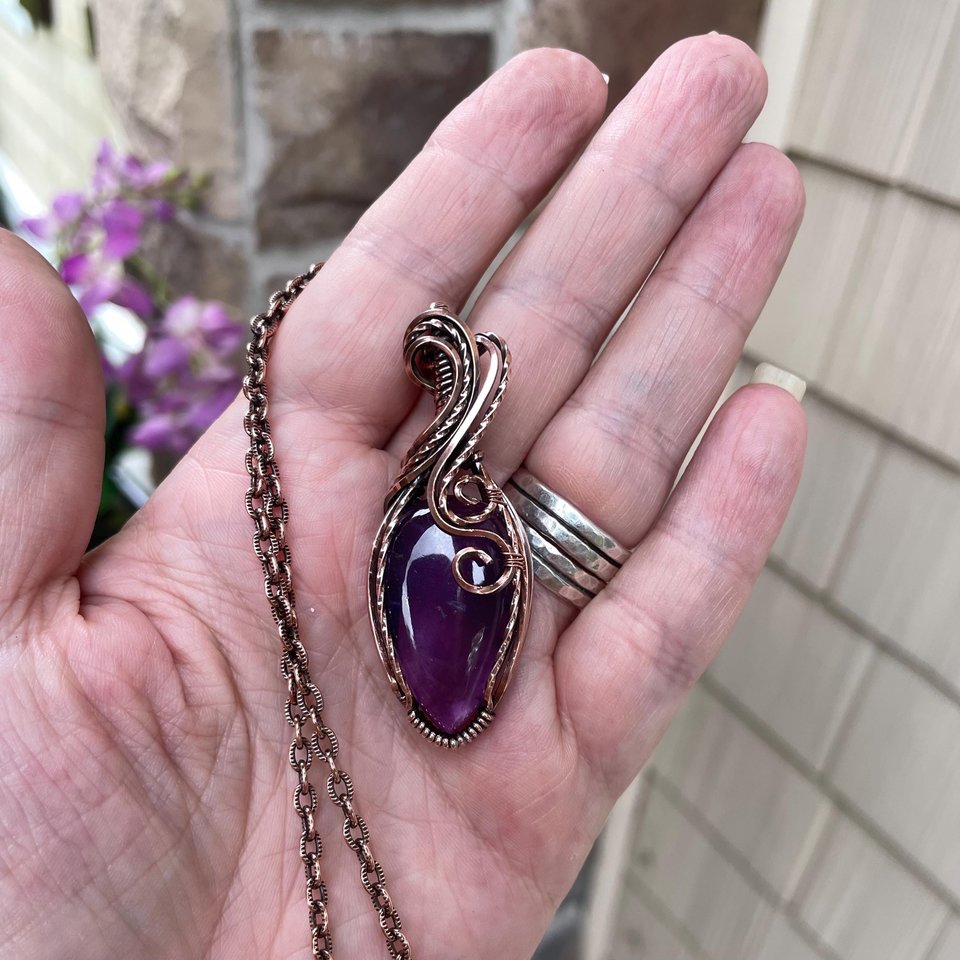 Amethyst Swirly Copper Necklace